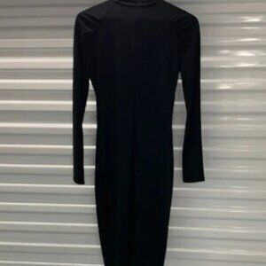 Black Bodycon Long Sleeve Cocktail Dress Neiman Marcus *